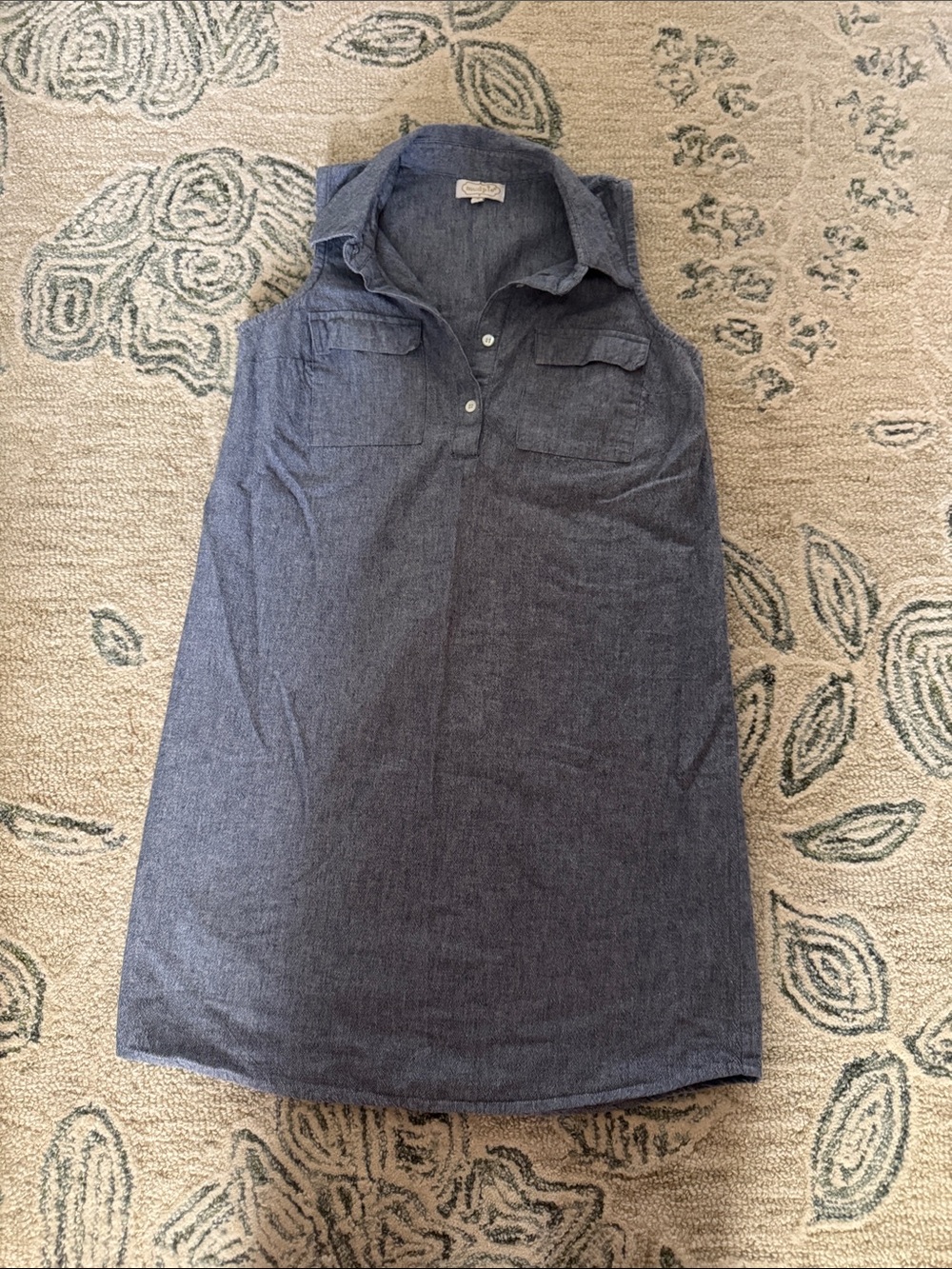 Mud Pie Blue Chambray Sleeveless Shirt Dress